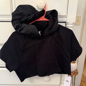 ALO Yoga Black Short Sleeve Hoodie